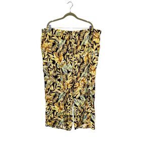 Panama Jack Women's Tropical Print Wide Leg Linen Blend Pants Size3X NWT